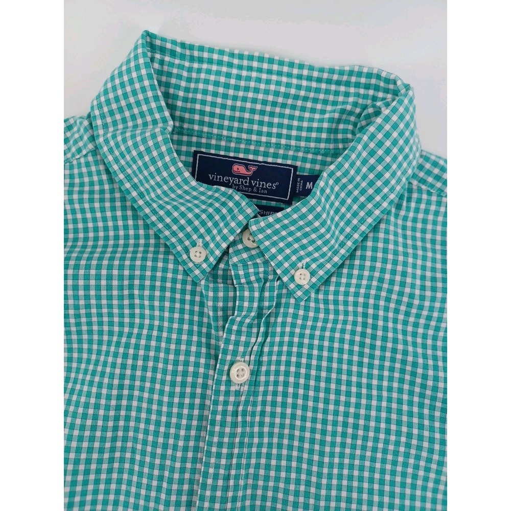 Vineyard Vines Mens Gingham Slim Fit Murray Meduim Long Sleeve Button-Down